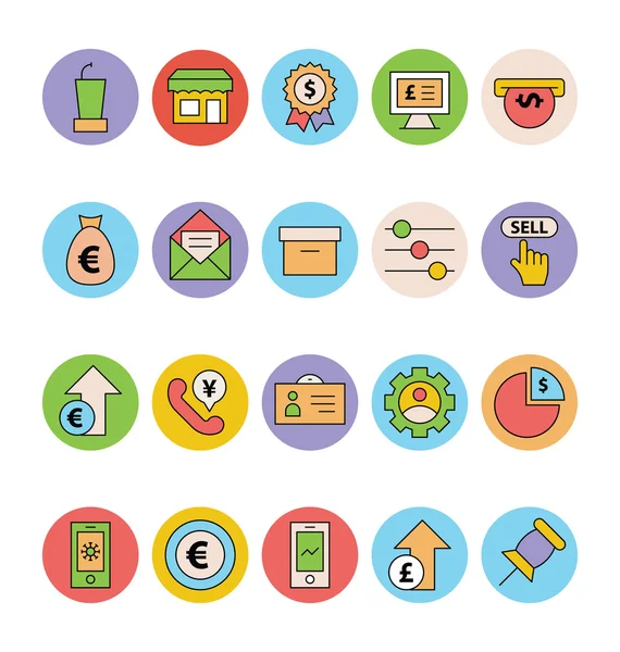 Business and Office Colored Vector Icons 15 — Stock Vector