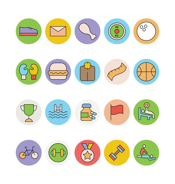 Fitness ve Sağlık Renkli Vektör Simgeleri 4