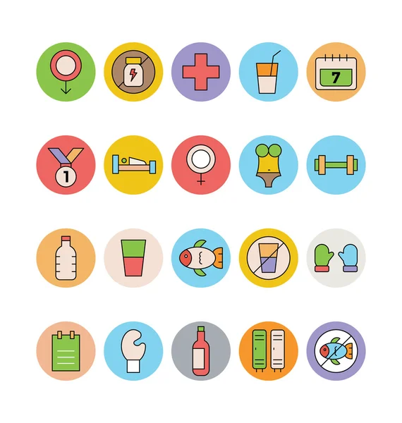 Fitness ve Sağlık Renkli Vektör Simgeleri 7