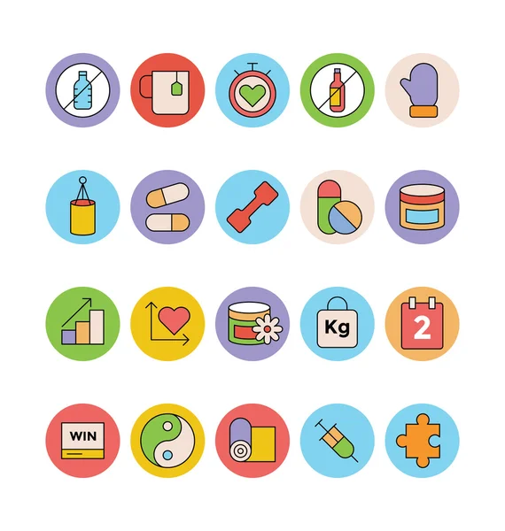 Fitness and Health Colored Vector Icons 5 — Stock Vector