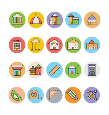 Mimari ve Binalar vektör simgeler 2