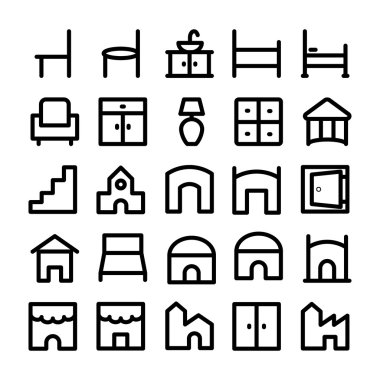 Bina & Mobilya Vektör İkonları 11