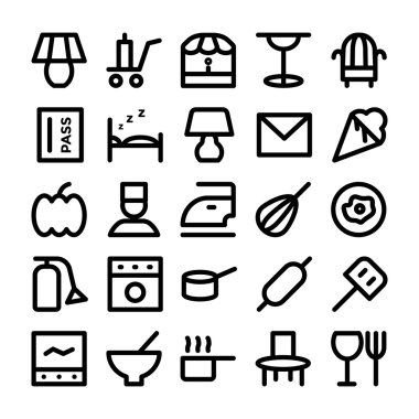 Hotel & Restaurant Vektör İkonları 15