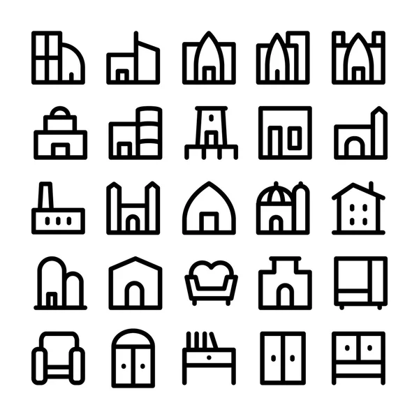 Gebouw & meubilair Vector Icons 5 — Stockvector