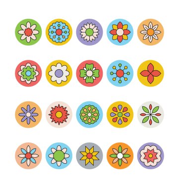 Flowers & Floral Colored Vector Icons 2 clipart
