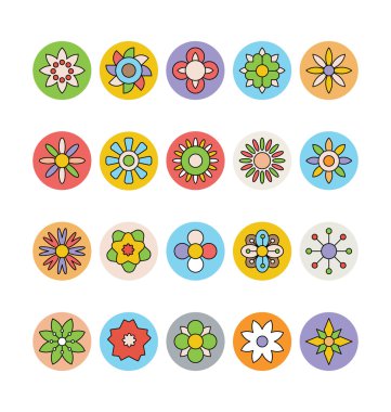 Flowers & Floral Renkli Vektör İkonları 7