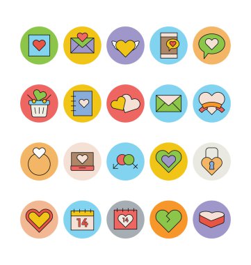 Love & Romance Renkli Vektör Simgeleri 2