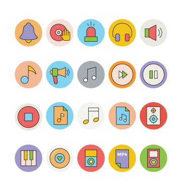Müzik Renkli Vektör Simgeleri 6