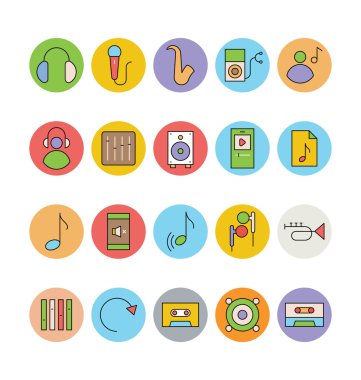 Müzik Renkli Vektör Simgeleri 7