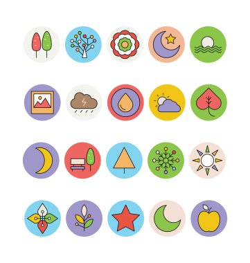 Doğa Renkli Vektör Simgeleri 1