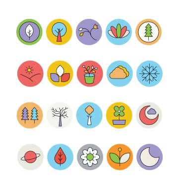 Doğa Renkli Vektör Simgeleri 3.