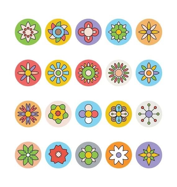 Květiny & vektorové ikony s barevným vzorem 7 — Stockový vektor