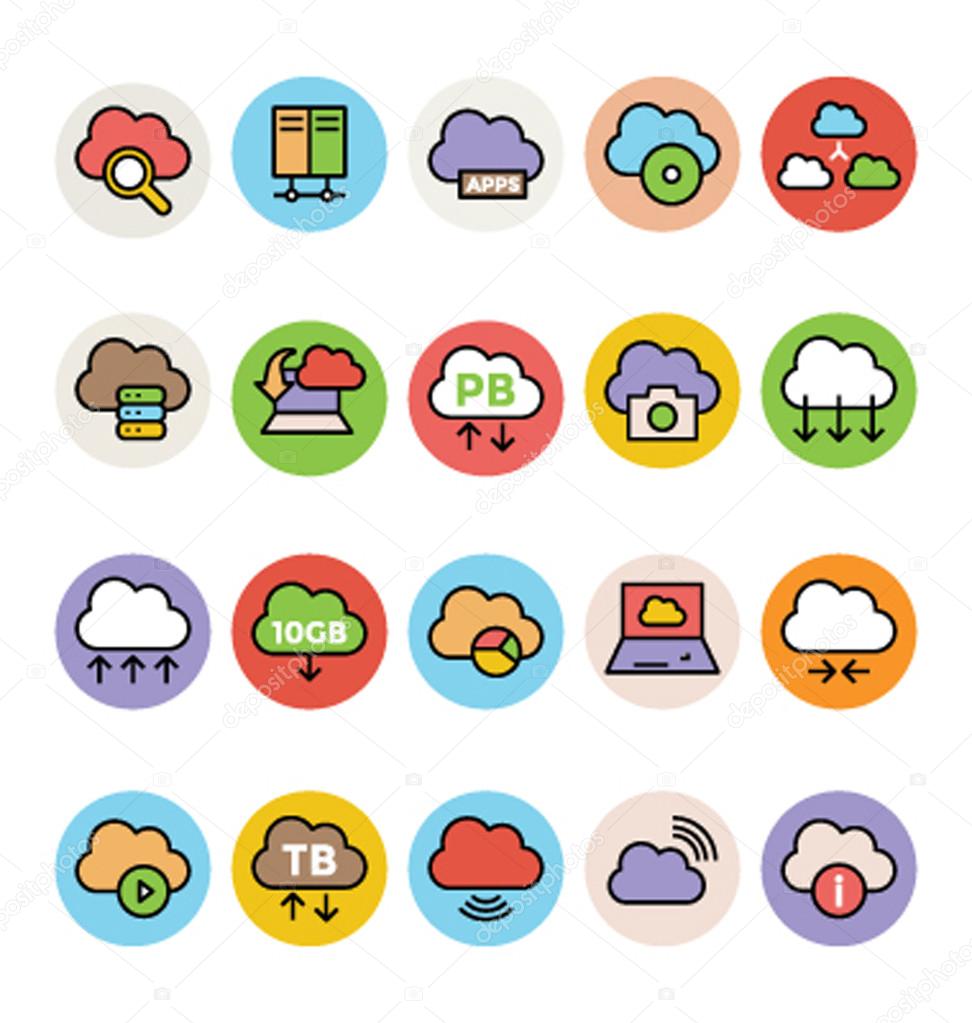 Cloud Computing Colored Vector Icons 3