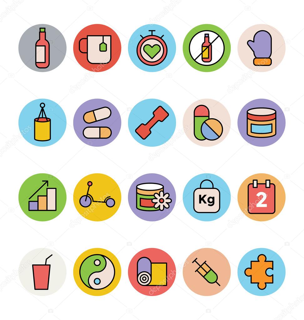 Fitness and Health Colored Vector Icons 5