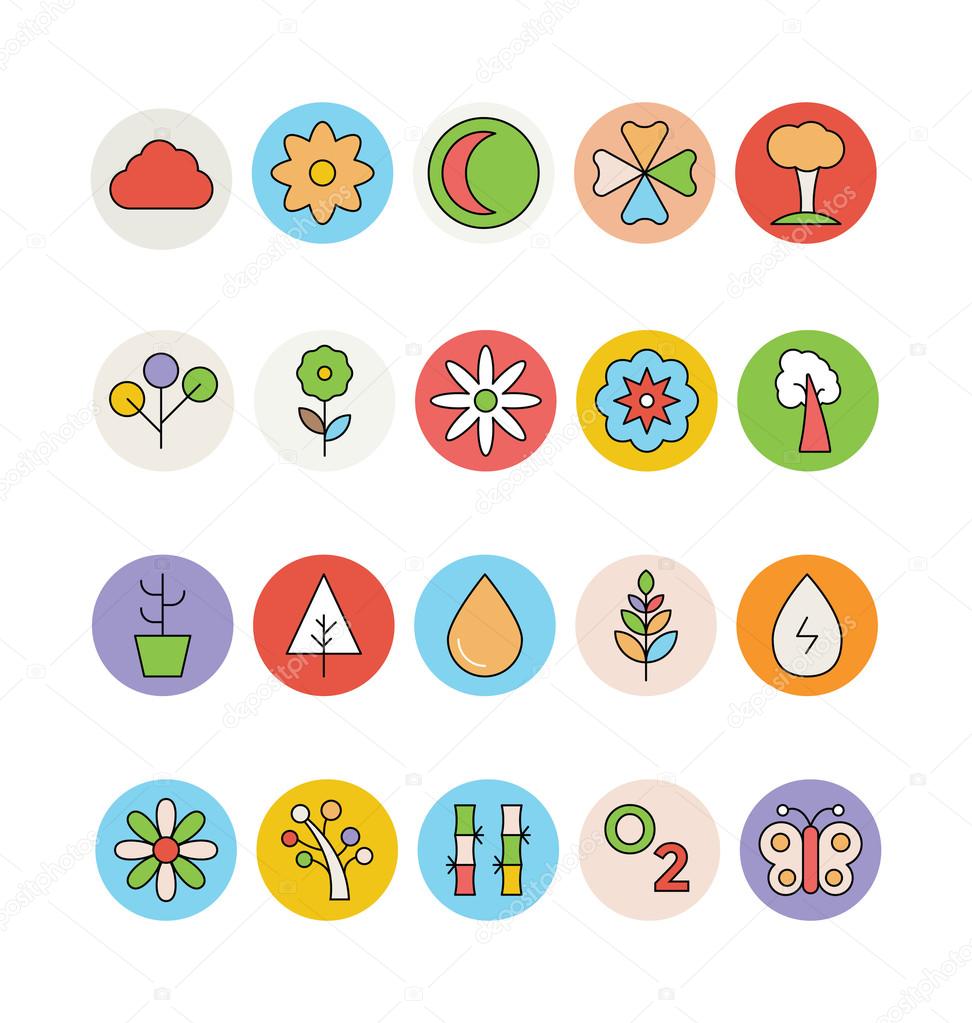 Nature Colored Vector Icons 3.