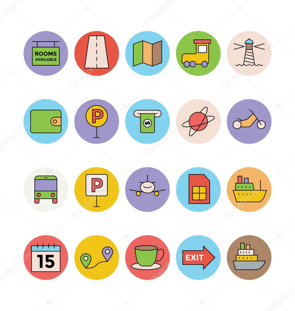 Travel Colored Vector Icons 5