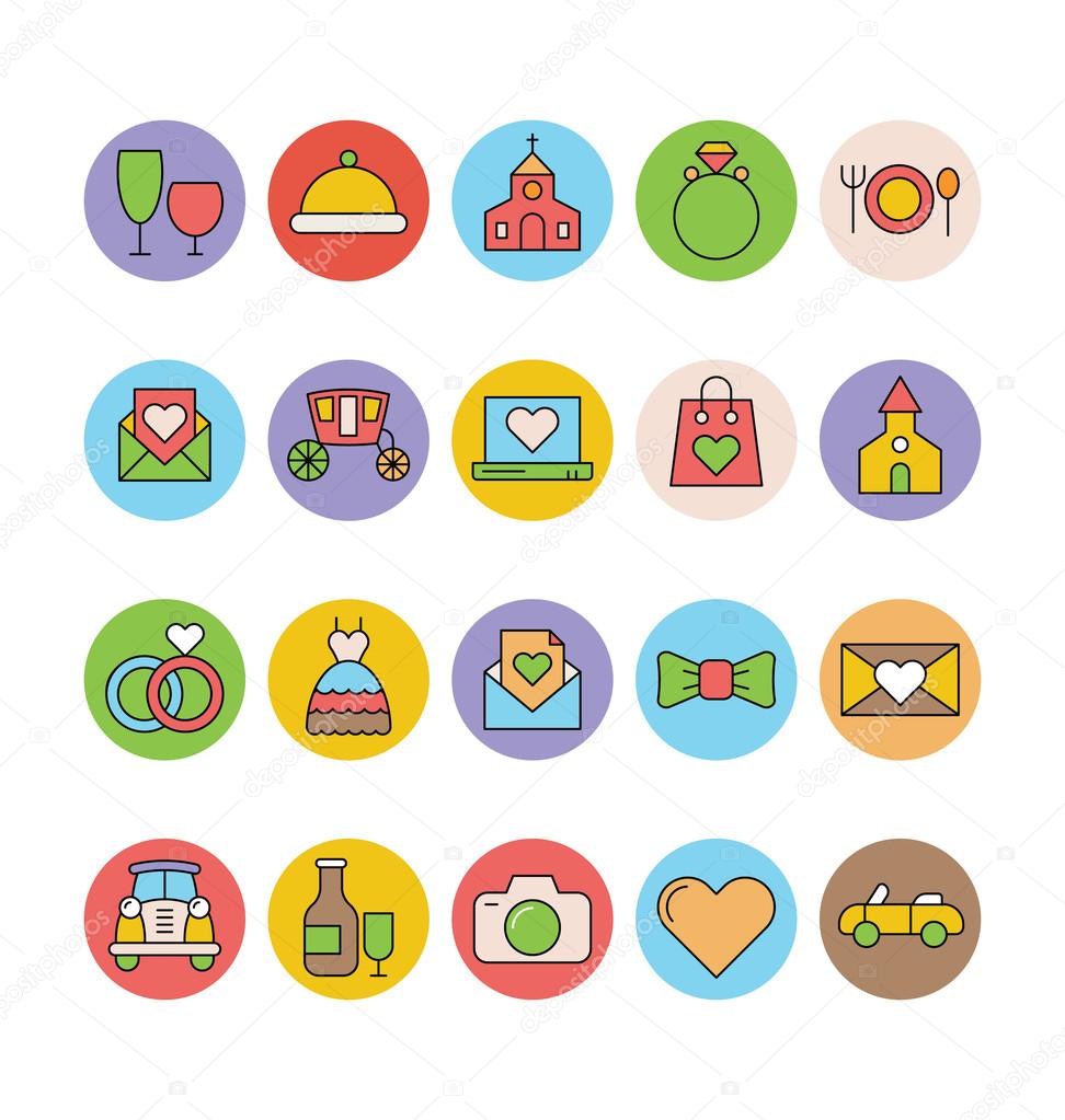 Wedding Colored Vector Icons 5