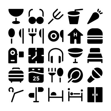 Hotel & Restaurant Vektör İkonları 9