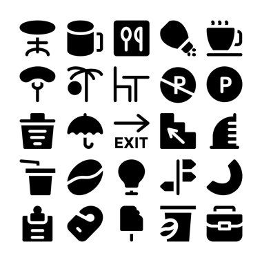 Hotel & Restaurant Vektör İkonları 14