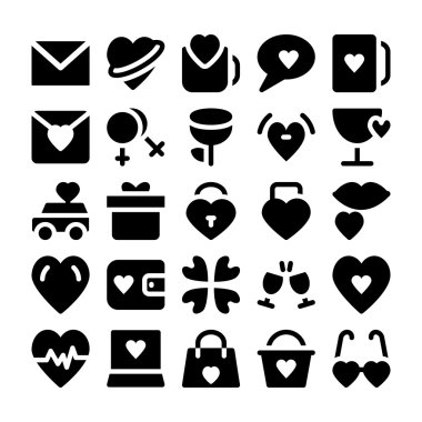 Aşk ve Romantik Vektör İkonları 7