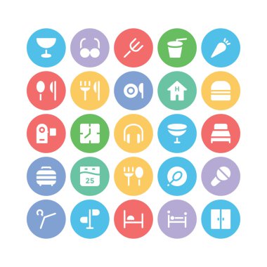 Hotel & Restaurant Vektör İkonları 9