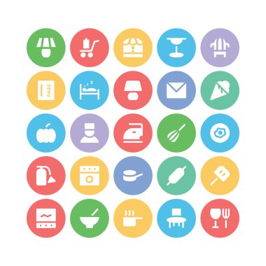 Hotel & Restaurant Vektör İkonları 15