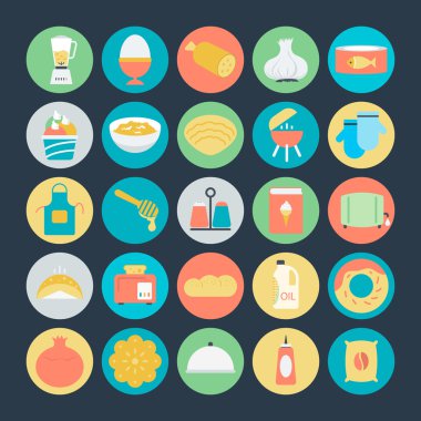 Gıda vektör simgeler 7 renkte