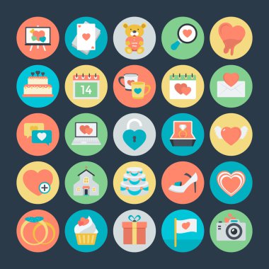 Love & Romance Renkli Vektör Simgeleri 2