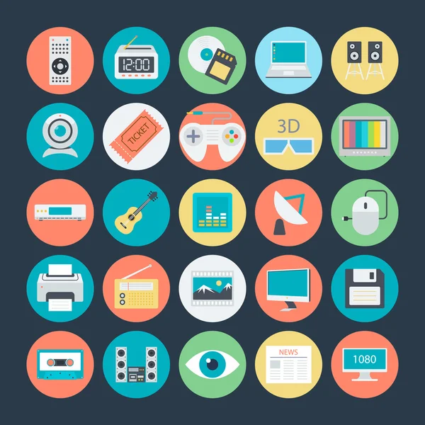 Multimedia Colored Vector Icons 2 — Stock Vector