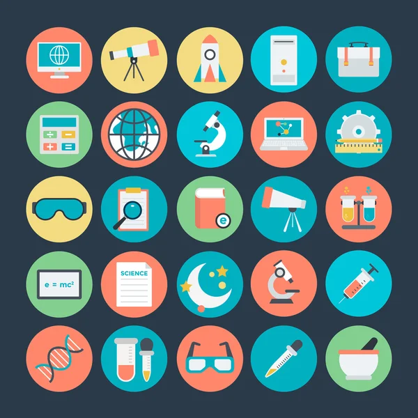 Science Colored Vector Icons 3 — Stock vektor