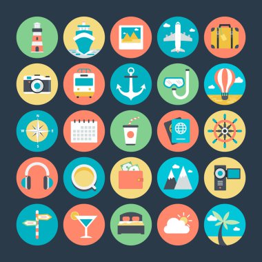 Seyahat Renkli Vektör Simgeleri 1
