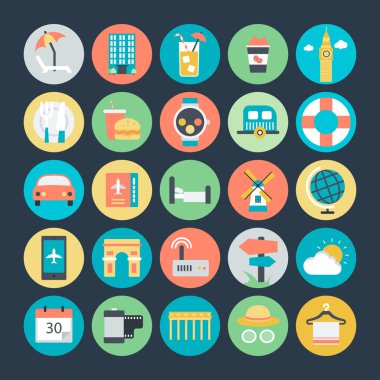 Seyahat Renkli Vektör Simgeleri 3