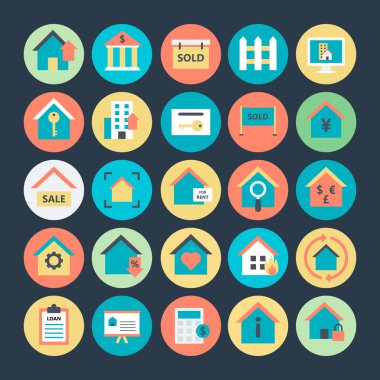 Real Estate Colored Vector Icons 1 clipart