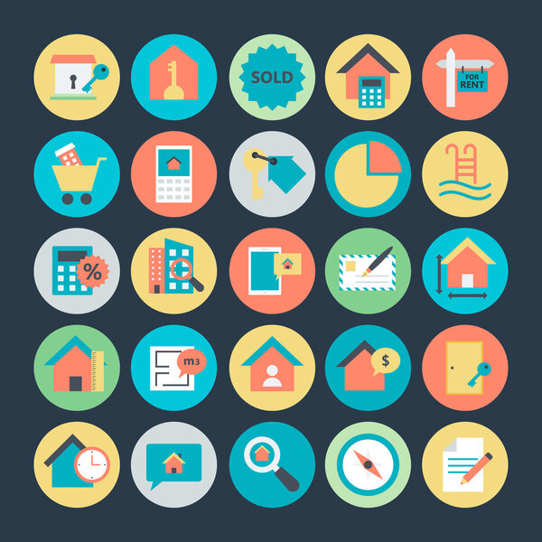 Real Estate Colored Vector Icons 4