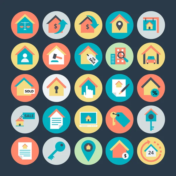 Icônes vectorielles colorées de l'immobilier 2 — Image vectorielle