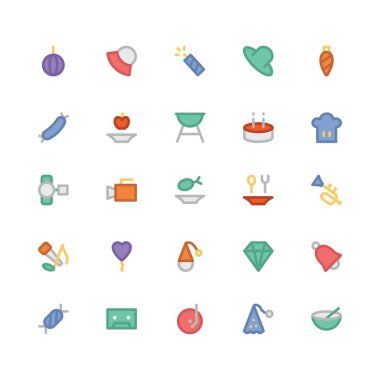 Kutlama ve parti düz vektör simgeler 4 kalın