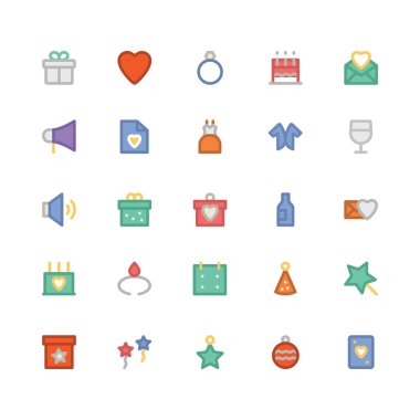 Kutlama ve Parti düz kalın Vektör Simgeleri 1