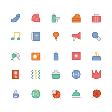 Kutlama ve Parti düz kalın Vektör Simgeleri 7