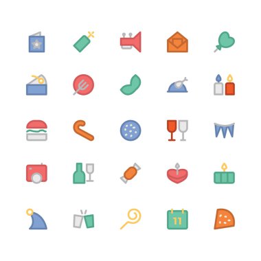 Kutlama ve Parti düz kalın Vektör Simgeleri 9