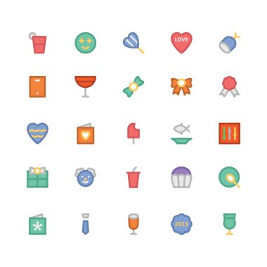 Kutlama ve Parti düz kalın Vektör Simgeleri 5