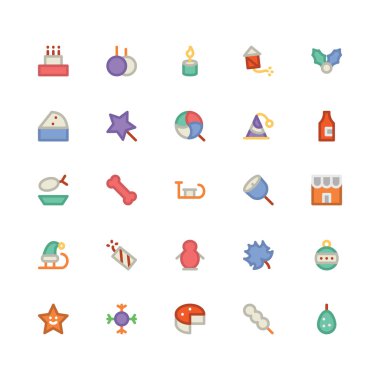 Noel düz kalın Vektör Simgeler 4