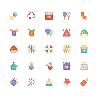 Noel düz kalın Vektör Simgeler 6