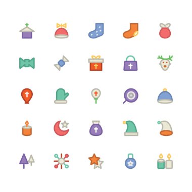 Noel düz kalın Vektör Simgeleri 7