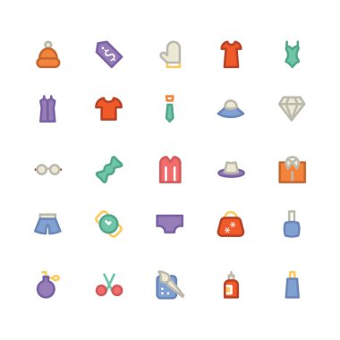 Elbise kalın vektör simgeler 3 düz