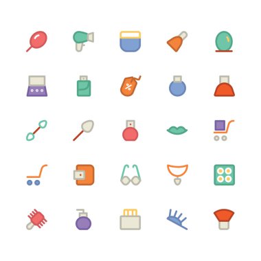 Giysi düz kalın Vektör Simgeler 16