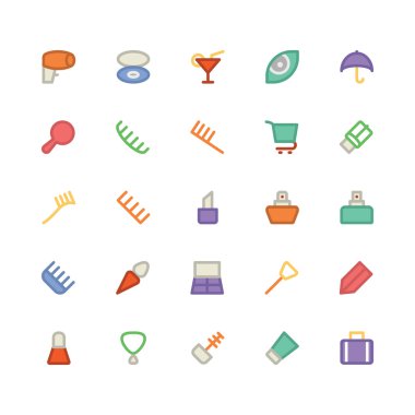 Giysi düz kalın Vektör Simgeler 15