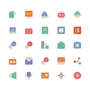 İletişim düz kalın vektör simgeler 12