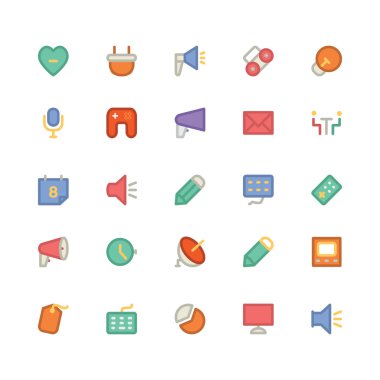 İletişim düz kalın vektör simgeler 11