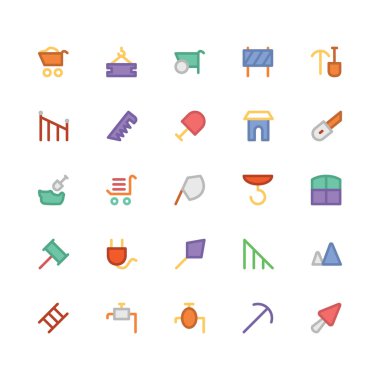 İnşaat düz kalın Vektör Simgeleri 10