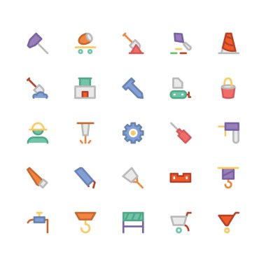 İnşaat düz kalın Vektör Simgeleri 3